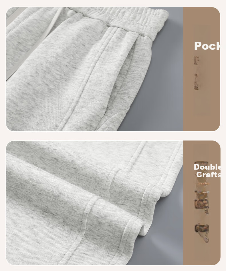 Miiow Women's Casual Wide-Leg Sweatpants 2026 Spring Summer Thin Loose Sports Pants Straight-Leg High-End Gray Slimming 18