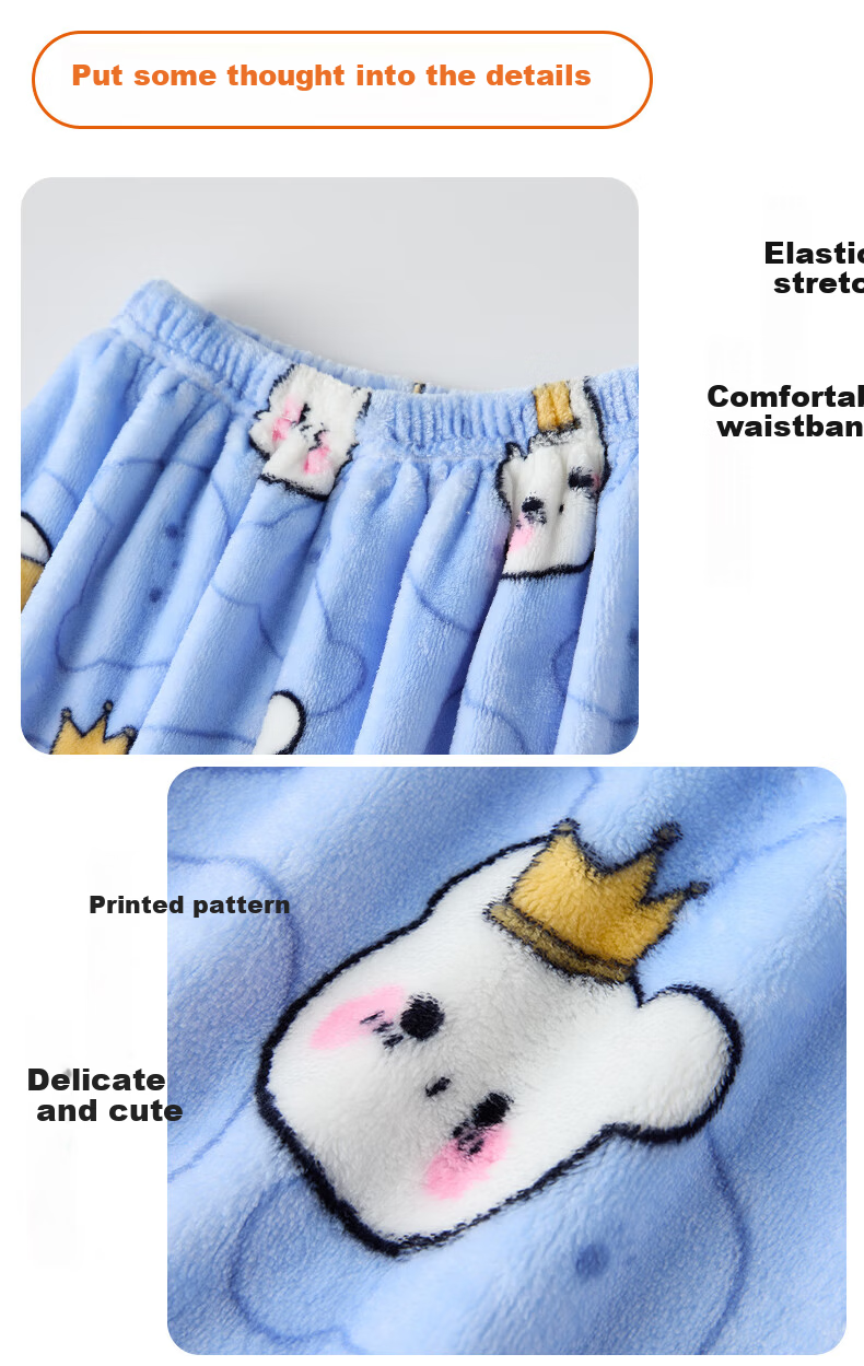 Ziyouxi Kids Autumn Winter Flannel Sleep Pants Boys Girls Coral Fleece Warm Home Pants with Fleece Lining 7