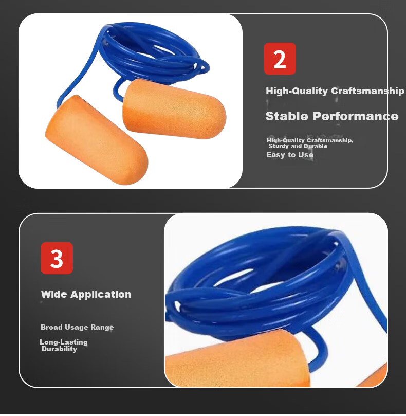 SATA FH0302 Bullet-Shaped PU Earplugs with Cord Noise Isolation Industrial Grade Hearing Protection Anti-Noise Sleep Snoring Prevention 20 Pairs Pack 4