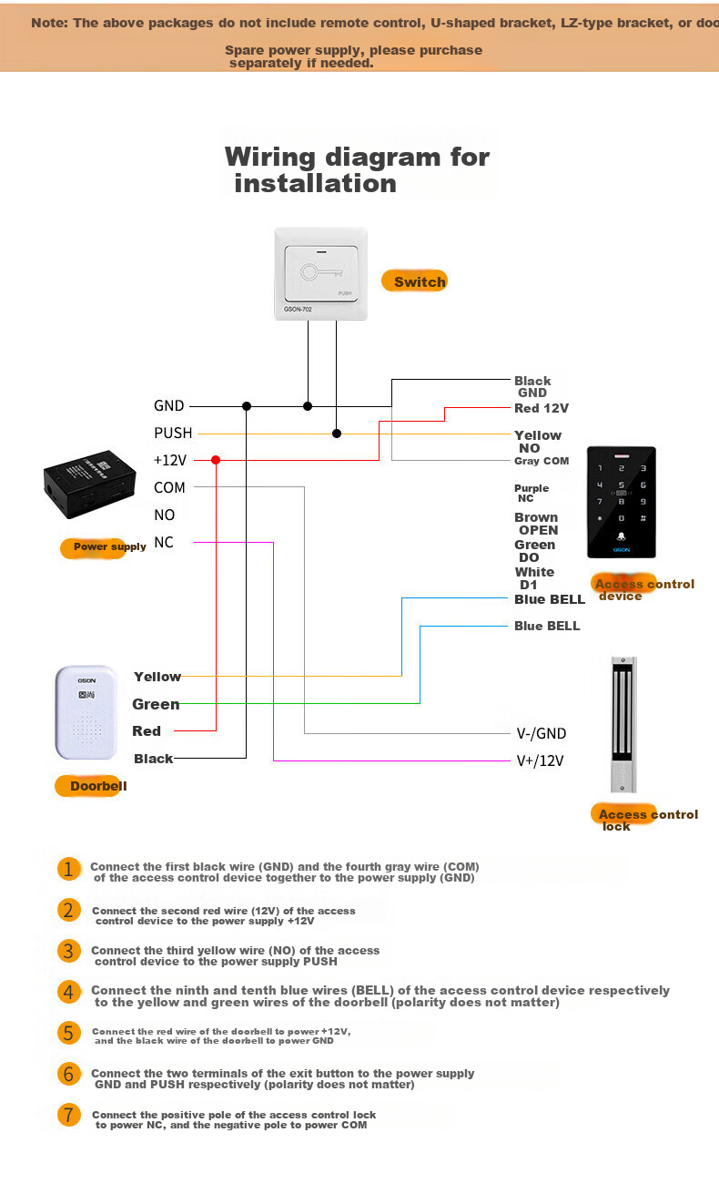 GS GSON All-in-One Access Control Machine Electromagnetic Lock Card Password Access Control Attendance Machine NFC Electromagnetic Lock Magnetic Door Access Device 8