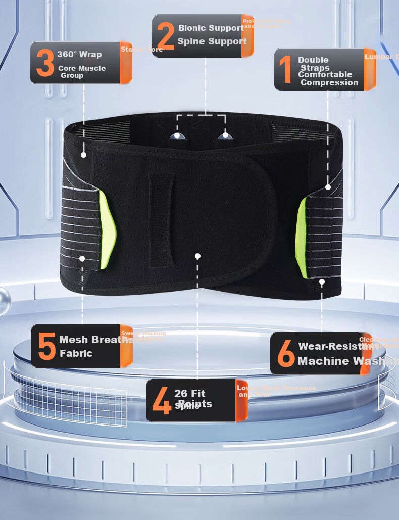 NAILEKESI N Sports Waist Support Belt Fitness Unisex Running Badminton Basketball Lumbar Disc Herniation Muscle Strain Waist Brace Black Green 6