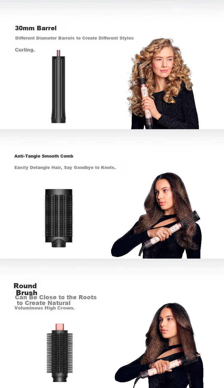 DYSON HS09 Multi-Functional Styling Hair Dryer Curling Iron 3-in-1 Blow Dry, Straighten, Curl Gift Recommendation HS09 Dawn Pink 8