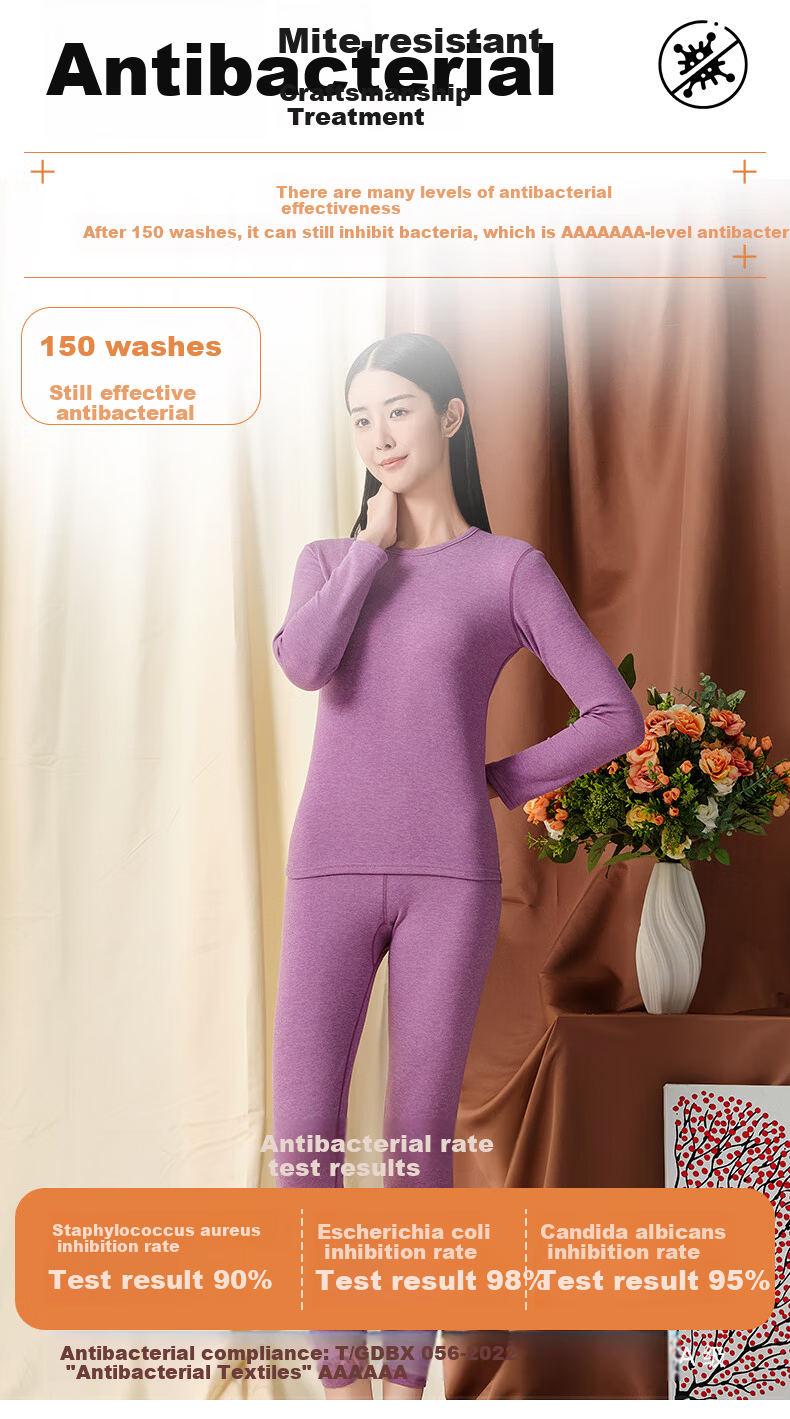 Yiershuang [Thickened Cashmere and Silk] Women's Thermal Underwear Set 7A Antibacterial and Mite-Resistant 4