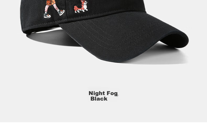 CACUSS Women's Spring New Embroidered Baseball Cap College Style Casual Slim Face Baseball Cap Men's Night Mist Black 20