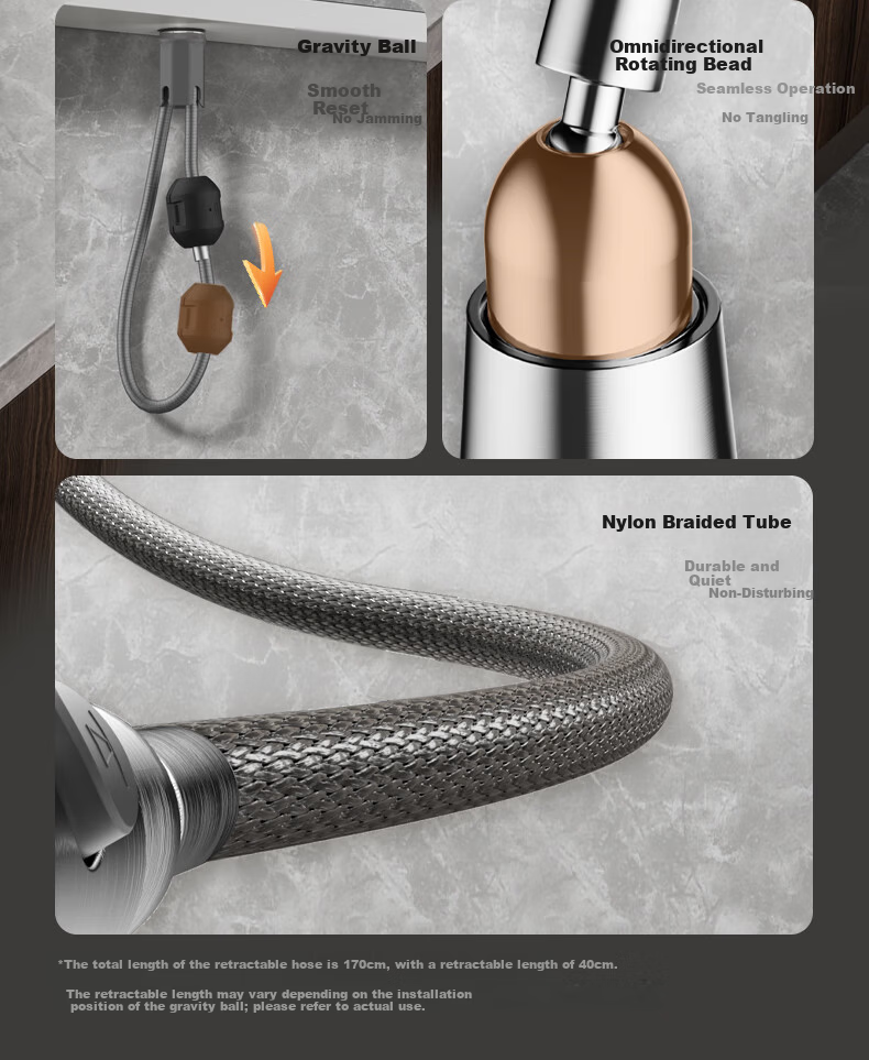 JOMOO Kitchen Faucet Three-Way Water Outlet Hot and Cold Dual Control Pull-Out Brass Alloy Sink Faucet 33255 12
