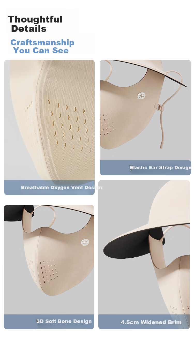 Zhenxiang [Sun Protection Mask and Hat Combo] Women's Summer Outdoor Waterproof Sunshade Open-Top Hat with Face Shield F949 12