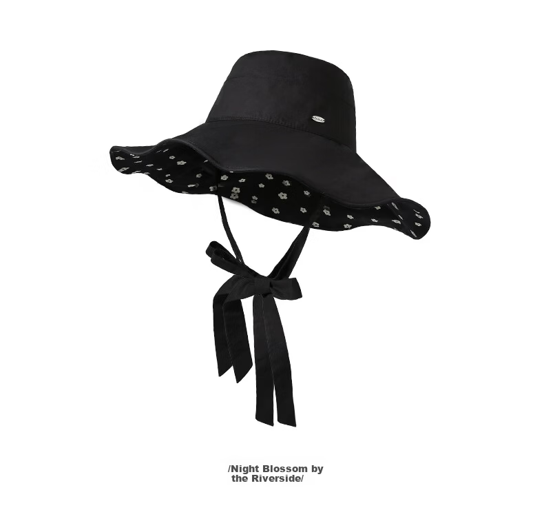 CACUSS Women's Spring Summer Wide Brim Sun Hat Outdoor Fisherman Hat Pure Cotton Printed Sun Hat Night Blooming Flowers 14