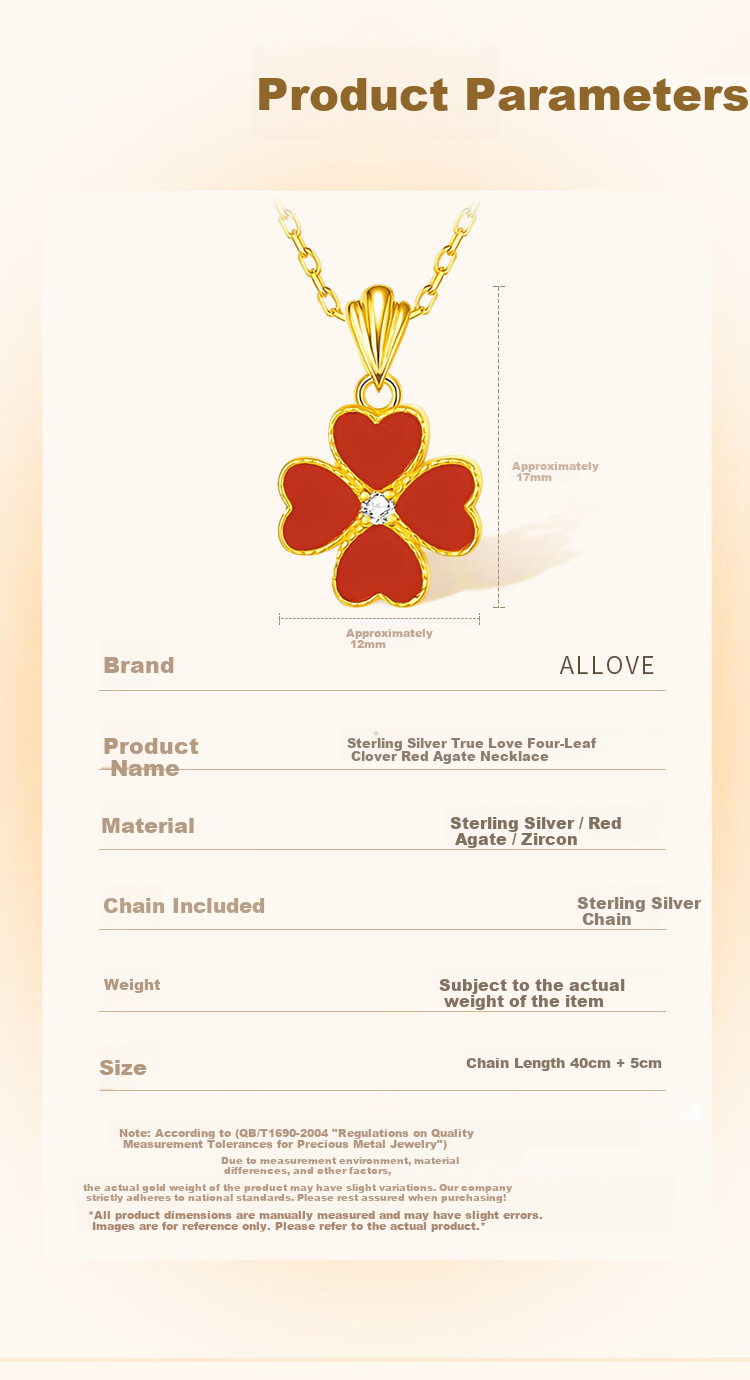 ALLOVE Four-Leaf Clover Sterling Silver Necklace for Women Luxury Pendant Birthday 520 Valentine's Day Gift for Girlfriend Wife 6