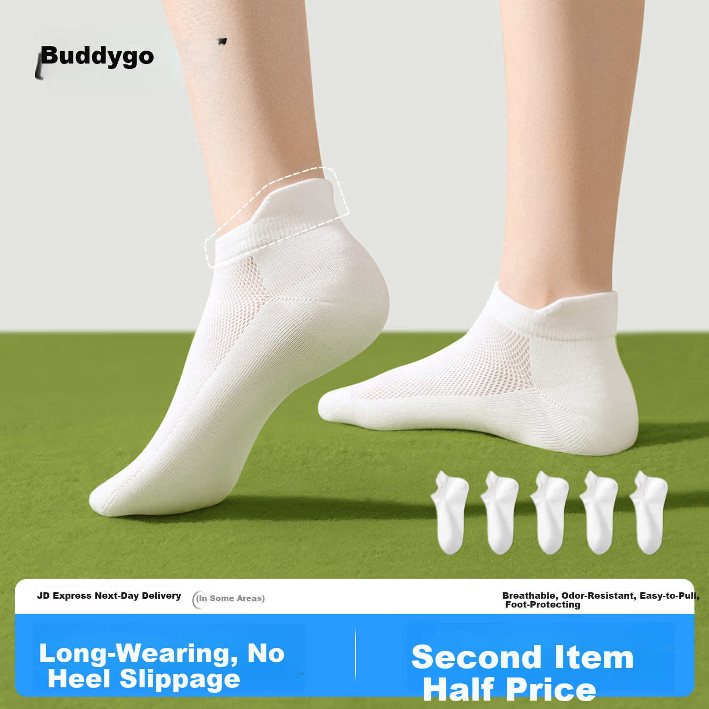 Buddygo Disposable Women's Socks Antibacterial Daily Use No-Wash Socks Travel Military Training Cotton White 5 Pairs