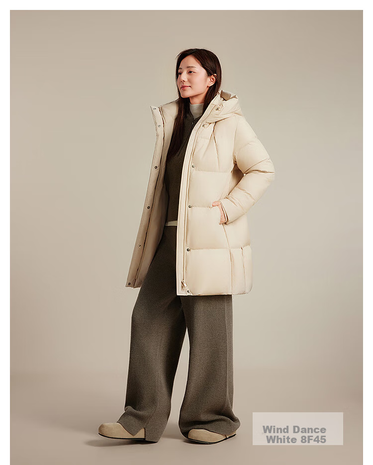 BOSIDENG Women's Off-Season 90% Down Thickened Hooded Loose Mid-Length Casual Warm Coat 11