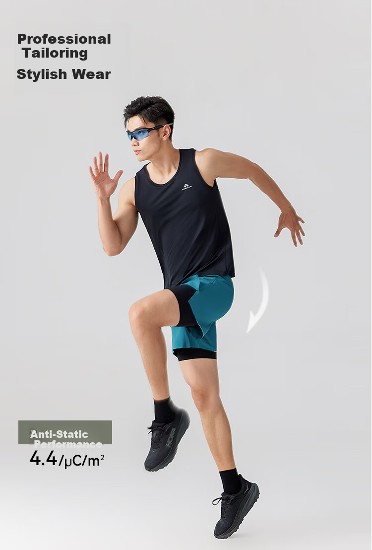 Pioneer Camp Men's Racing Running Shorts Summer Quick-Dry Sports Fitness Three-Quarter Pants Trail Running Anti-Exposure Fake Two-Piece 5