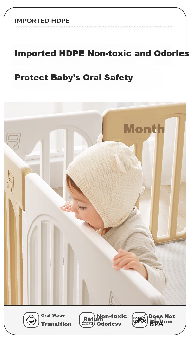 BG-BABYGO Musician Playpen Baby Crawling Mat Integrated Baby Safety Fence Indoor Home Child Barrier 11