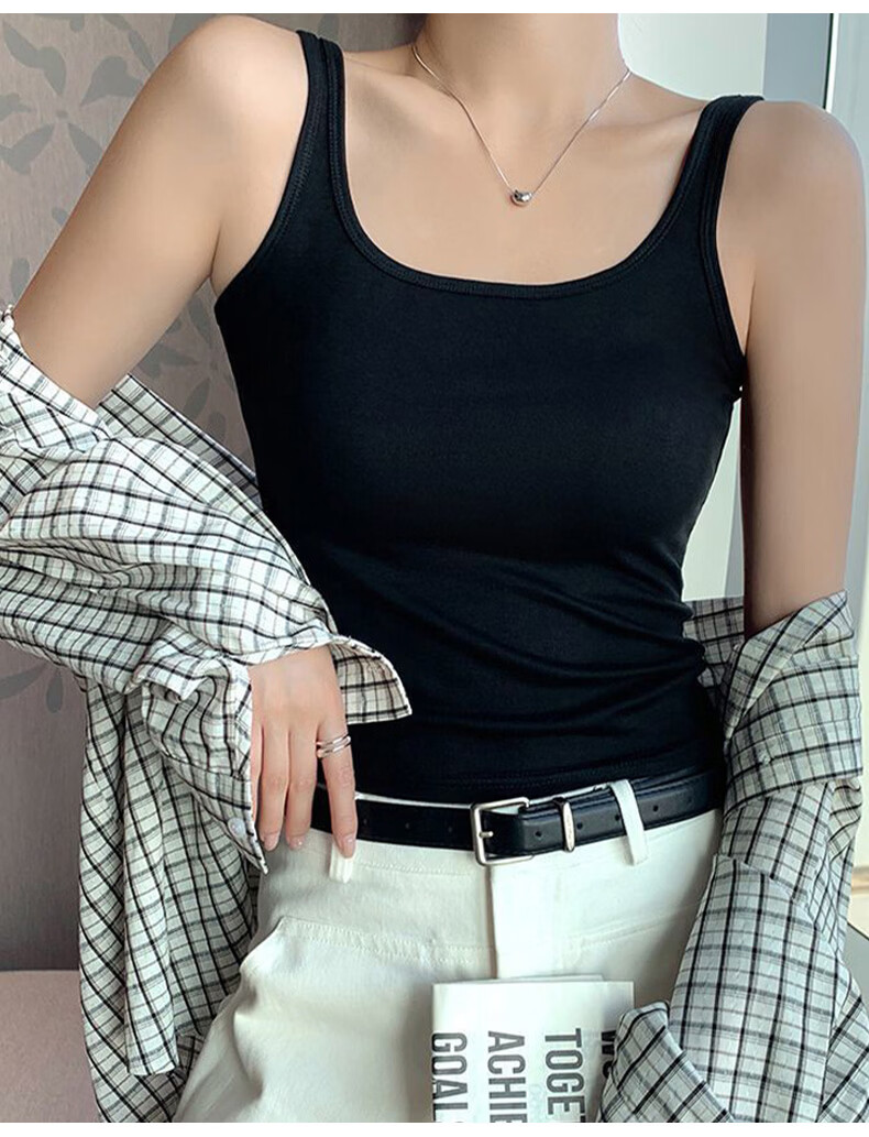 Xunmian Women's Artificial Stitching Camisole Vest with Chest Pad, Summer 2026 New Slim Fit Backless Top, Breast Coverage, Outerwear 17
