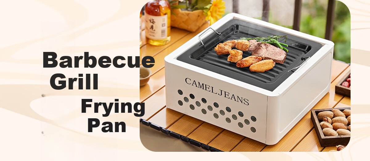 CAMELJEANS Home Barbecue Grill Fire Stove Set Indoor Barbecue Table 174BJ30745 White 15