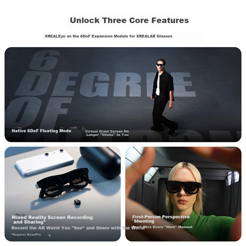 XREAL Eye Spatial Eye 6DoF Air Suspension Mode Mixed Reality Screen Recording First-Person Shooting XREAL 1S/One Pro Upgrade Accessories