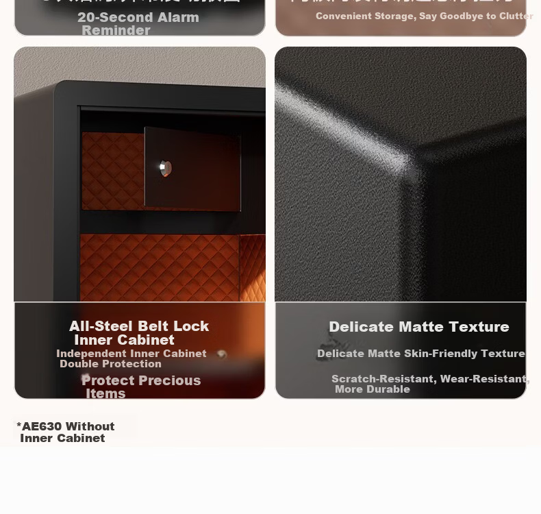 Deli Safe, Home Fingerprint Password Security Box, Office Small File Cabinet, Can Be Built into Wall Or Cabinet, Bedside Storage Box, 45cm Black AE630-Z 12