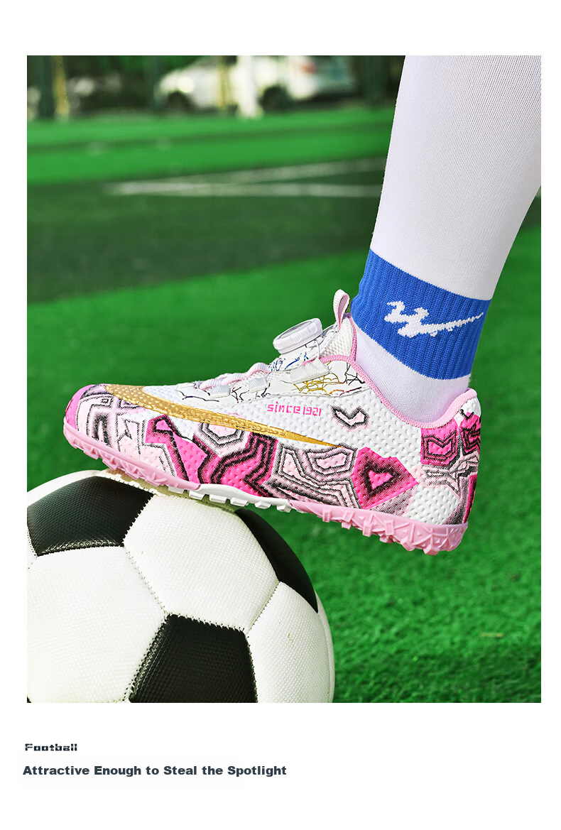 Shuangxing Kids Soccer Shoes Boys Girls Youth Students Knob New Year Match Training TF Turf Cleats White Red Size 39 12