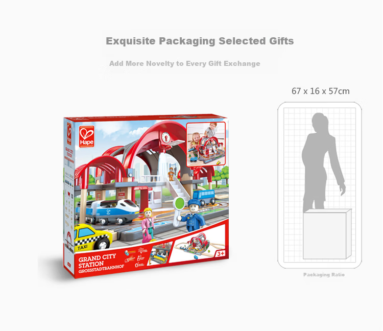 Hape (Germany) Children's Early Education Toy Train Track Sound and Light Deluxe City Train Station Gift for Boys and Girls E3725 16