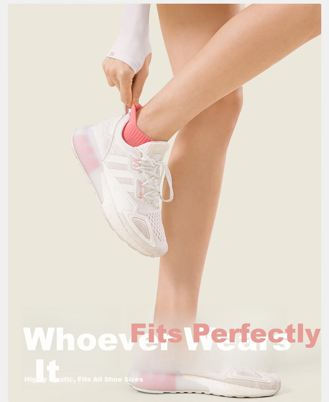 VFU Soft Touch High Elastic Ribbed Sports Socks Non-Slip Off-White with Black Accents 8
