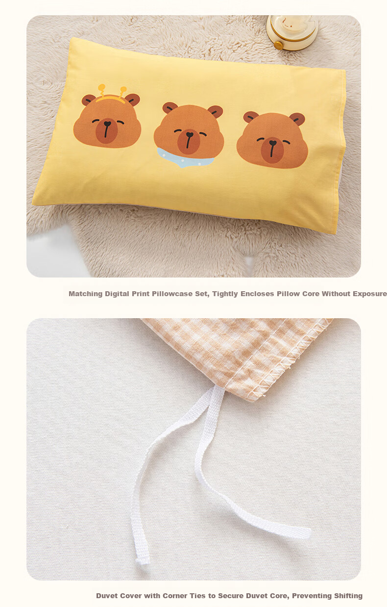 Aiwei A-Class Cotton Three-Piece Set Kindergarten Towel Embroidery Pure Cotton Bed Sheet Pillowcase Duvet Cover 120*150cm Moon Kaka 15