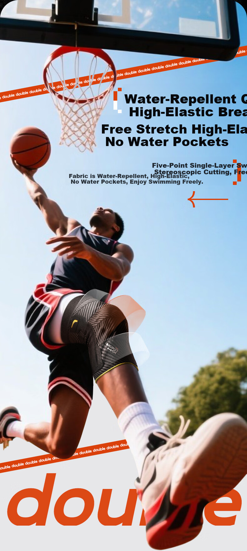MOKO MAX Knee Brace Sports Basketball Running Hiking Badminton Meniscus Injury Spring Support Shock Absorption Protector 10