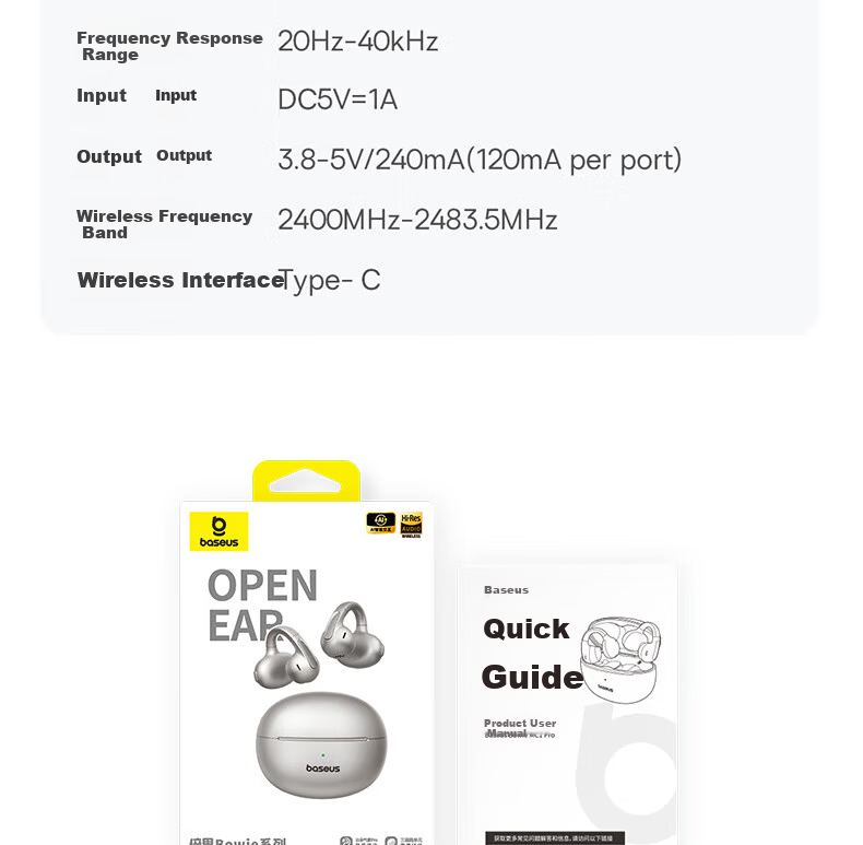 Baseus MC1 Pro AI Translation Bluetooth Earphones [Celebrity Edition] Clip-On Open-Ear Sports Call Noise-Cancelling Bone Conduction for Huawei and Apple Phones 36