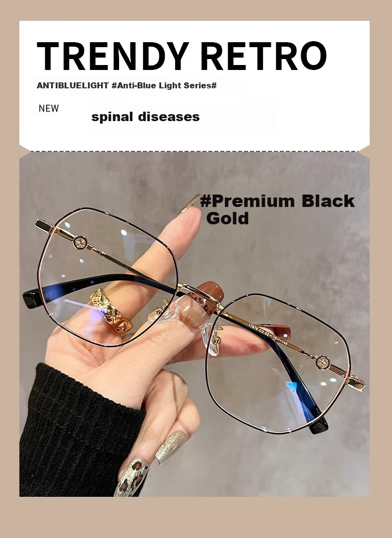 Murata Inao Anti-Blue Light Glasses Ultra-Light Milky White Gold Frame High-Definition Myopia Glasses Nude Makeup Essential Gold Frame Milky White 100 Degree 2