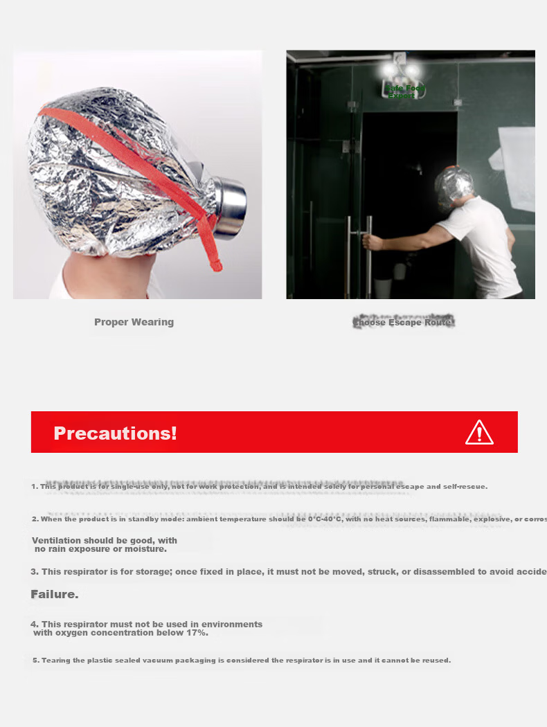 Geshu Gas Mask Firefighter Smoke and Fire Resistant Mask 3C Certified Escape Filter Respirator Long Box Model 15