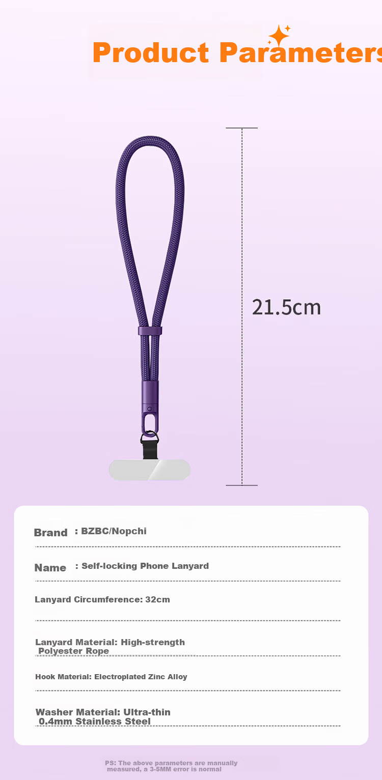 BZBC Phone Lanyard Wrist Strap Anti-Theft Anti-Lost Anti-Drop Pad Connector Back Adhesive USB Keychain Short Strap for Apple Huawei Case Black 6