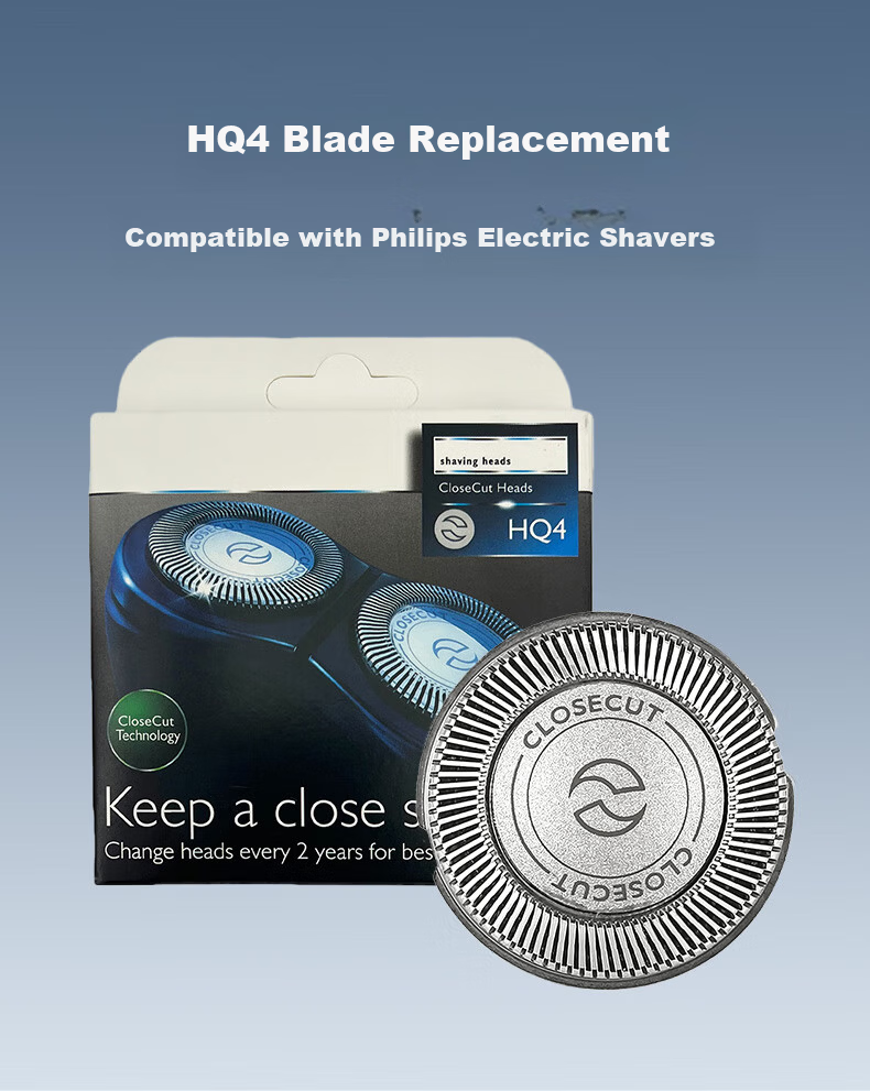 Dongnailun Replacement Shaver Heads for Philips HQ3/HQ4/PQ1 Series HQ4 Blades and Nets Compatible with HQ30/HQ40/PQ189 Three-Blade + Three-Blade Nets 1