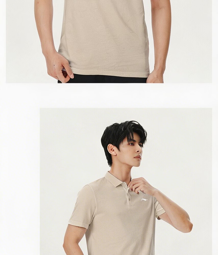 LI-NING Men's Polo Shirt Short Sleeve 2026 Summer New Cotton Breathable High-End Men's T-Shirt Sportswear 15