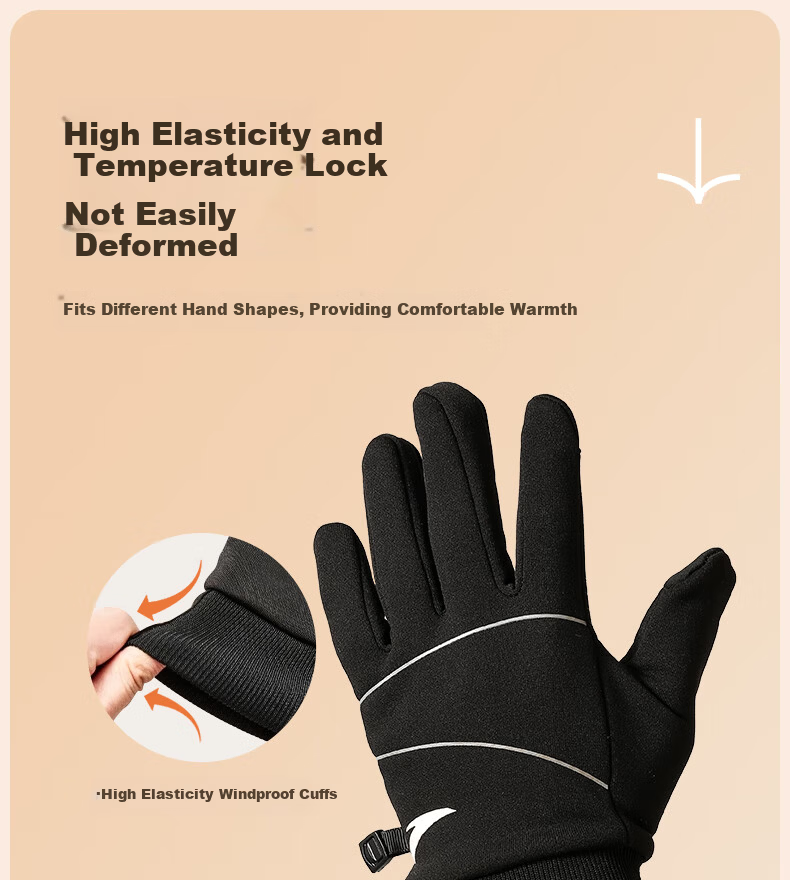 ANTA Thermal Gloves Winter Riding Fleece Lined Electric Bike Windproof Touchscreen Ski Outdoor Anti-Freeze Gloves M 13
