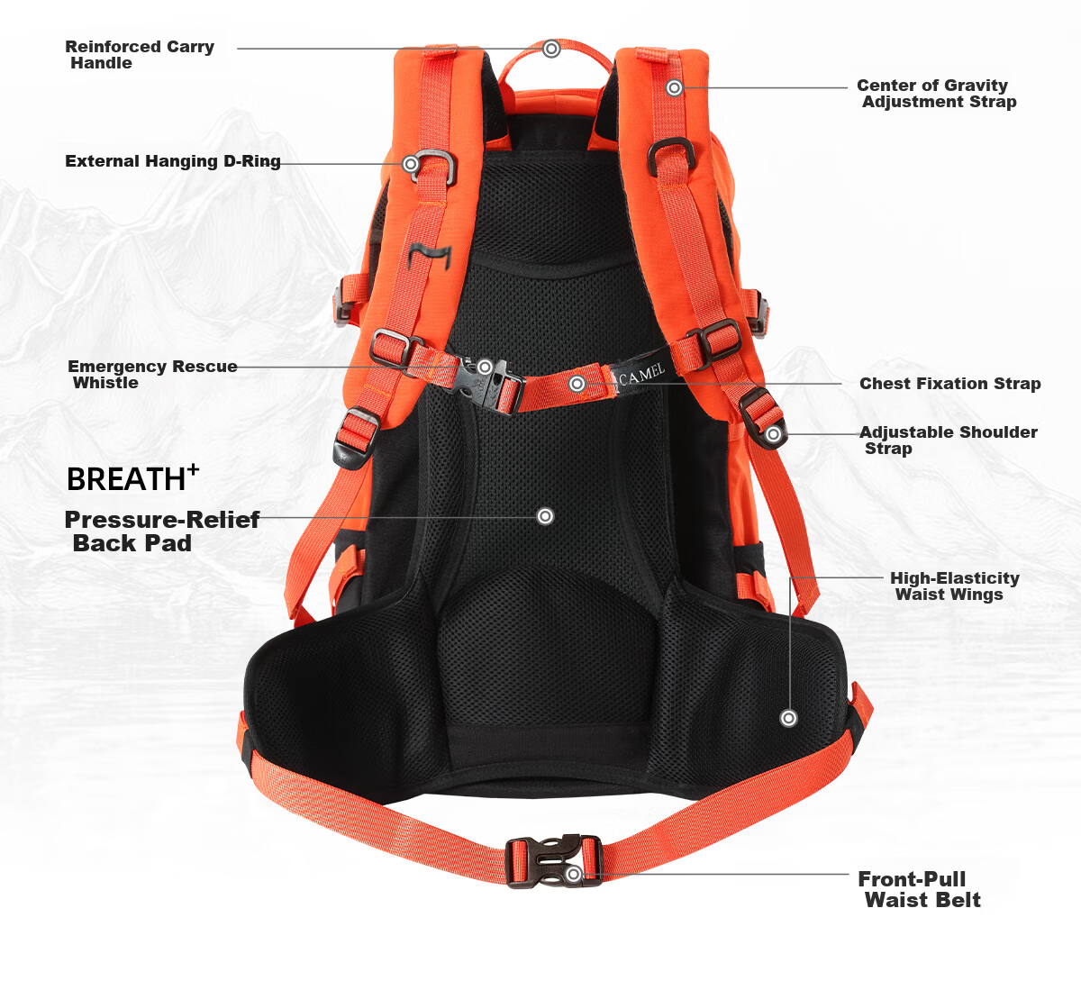 CAMEL Outdoor King Kaijia 26L Large Capacity Hiking Backpack 575B741057A 40
