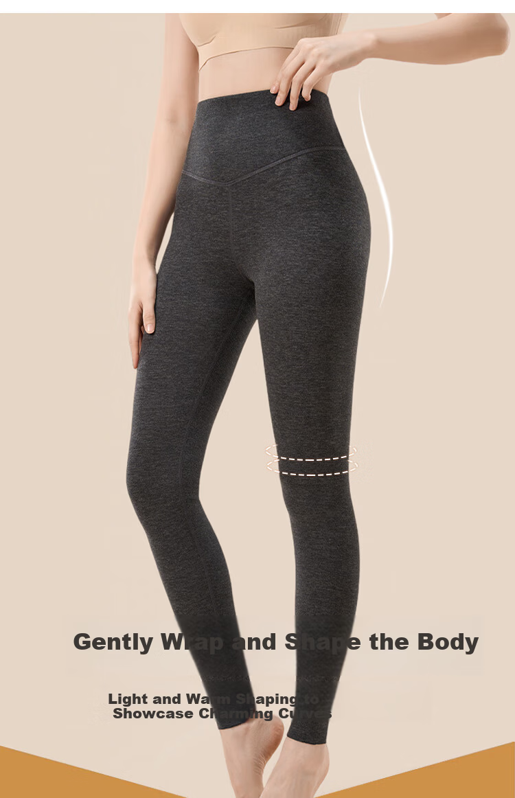 GRACEWELL Women's V-Shaped High-Waist Thermal Cashmere Silk Blend Autumn Winter Anti-Cold 10A Antibacterial Soft Long Johns 12