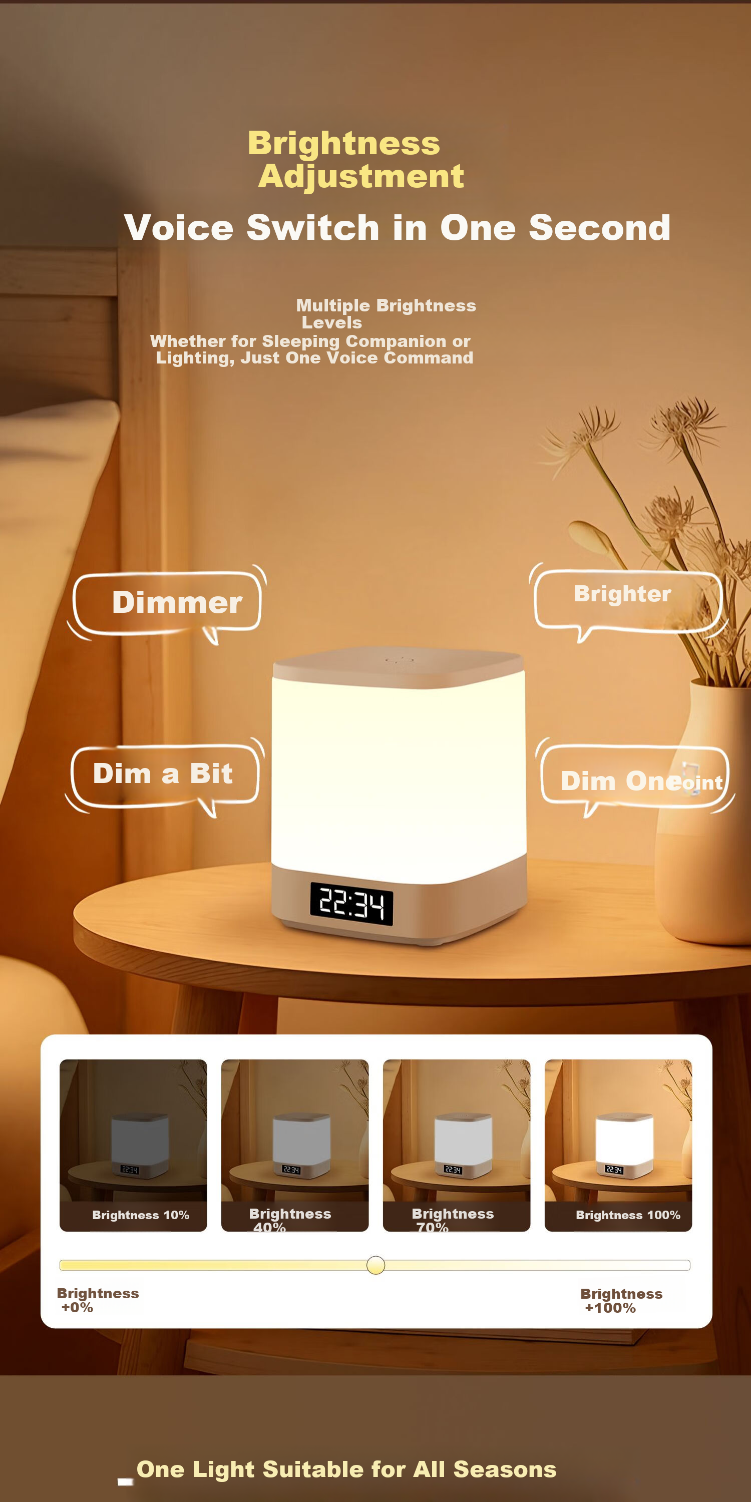 XinYouSuoShu Voice-Controlled Smart Night Light Voice-Activated Sensor Bedside Lamp Bedroom Rechargeable Baby Feeding Eye Protection Sleep Companion Light 9