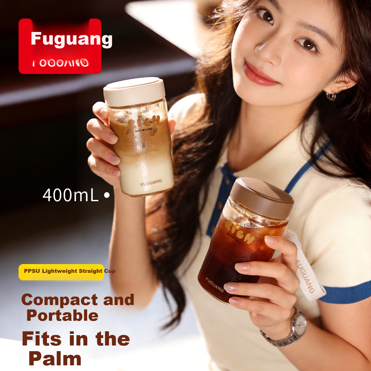 FUGUANG PPSU Water Cup High-Value Straw Cup Heat-Resistant Plastic Coffee Cup Large Capacity for Pregnant Women and Children
