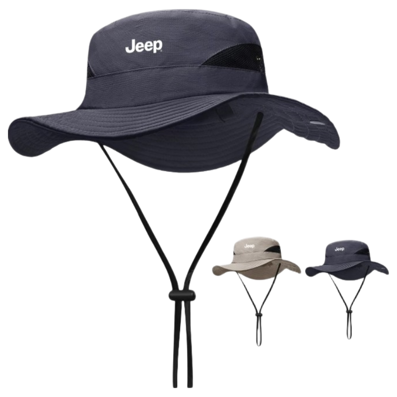 JEEP Men's Summer Sunshade Hat Outdoor Sun Protection Cap for Middle-aged and Elderly Dad Grandpa Travel Fisherman Hat