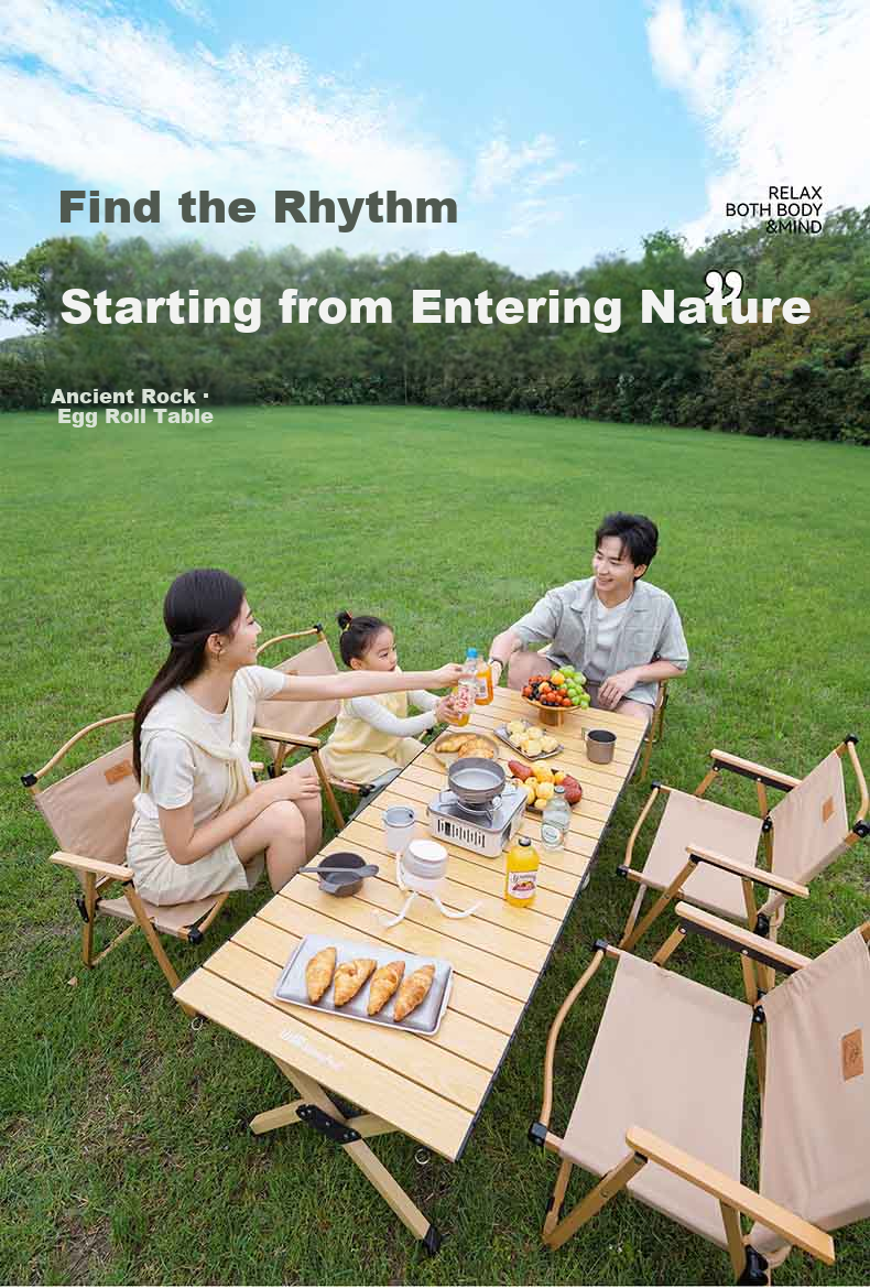 Shanfei Pingya Egg Roll Table Outdoor Folding Chair and Table Camping Table Stable Lightweight Portable Picnic Gear 2