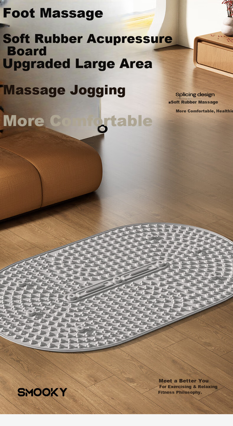 SMOOKY Silicone Massage Pad, Ultra-Slow Running Foot Sole Massager, In-Place Foot Stepping Acupoint Stimulator, Toe Board, Cherry Blossom Pink 1