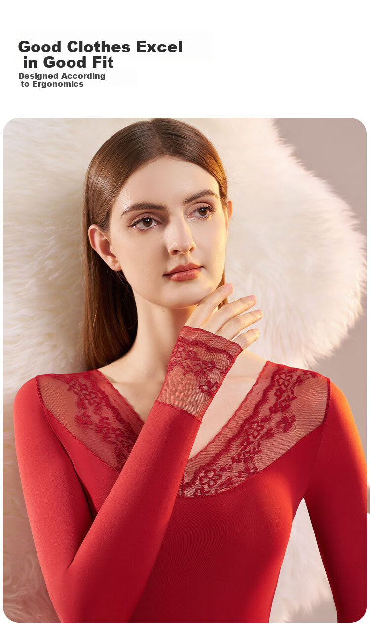 GRACEWELL Lace Ultra-Thin Base Layer Thermal Underwear Set for Women Autumn Skin-Friendly Invisible Seamless Winter New Arrival 1