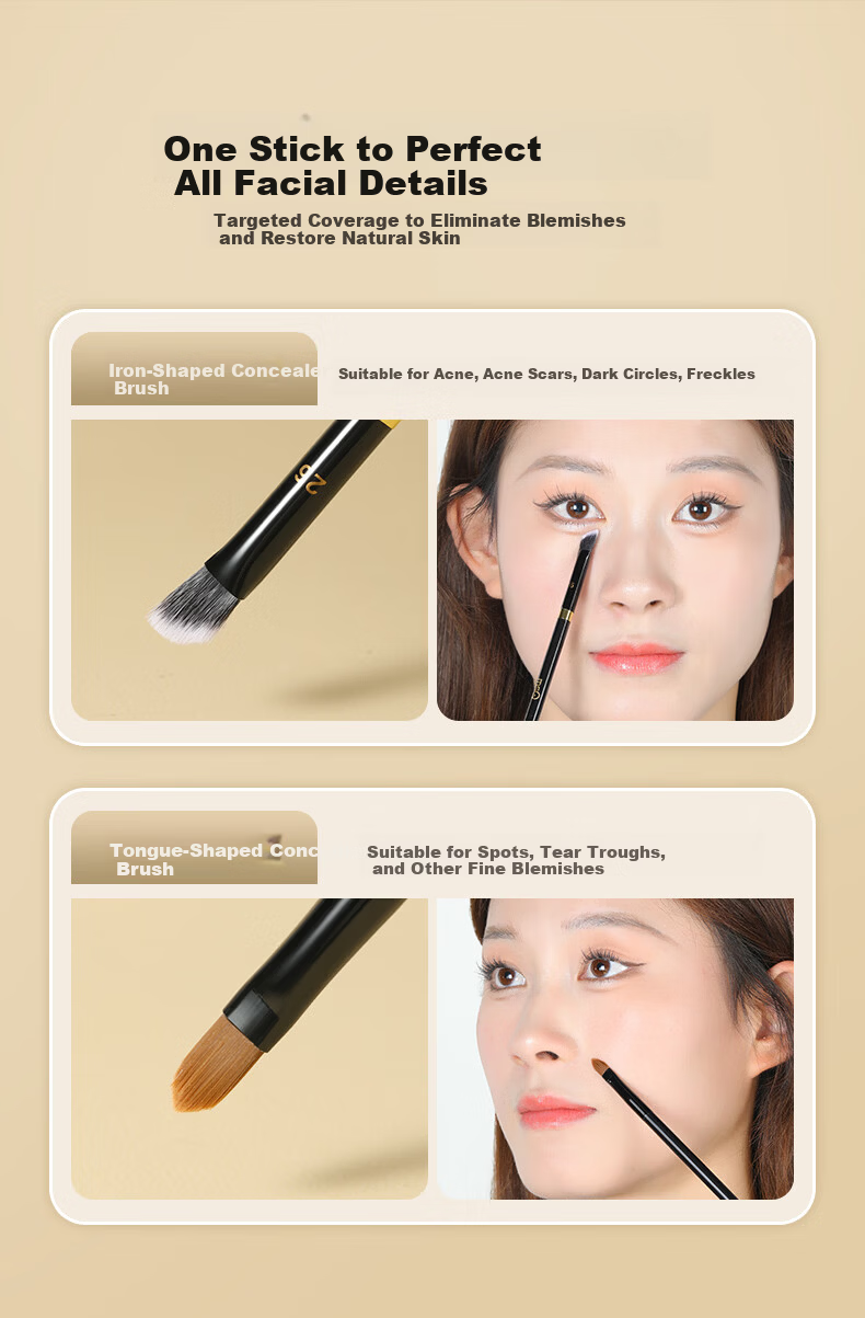 MSQ Piano Master No.26 Double-Ended Concealer Brush for Tear Trough, Spots, and Acne Marks Flat Head Makeup Brush 5
