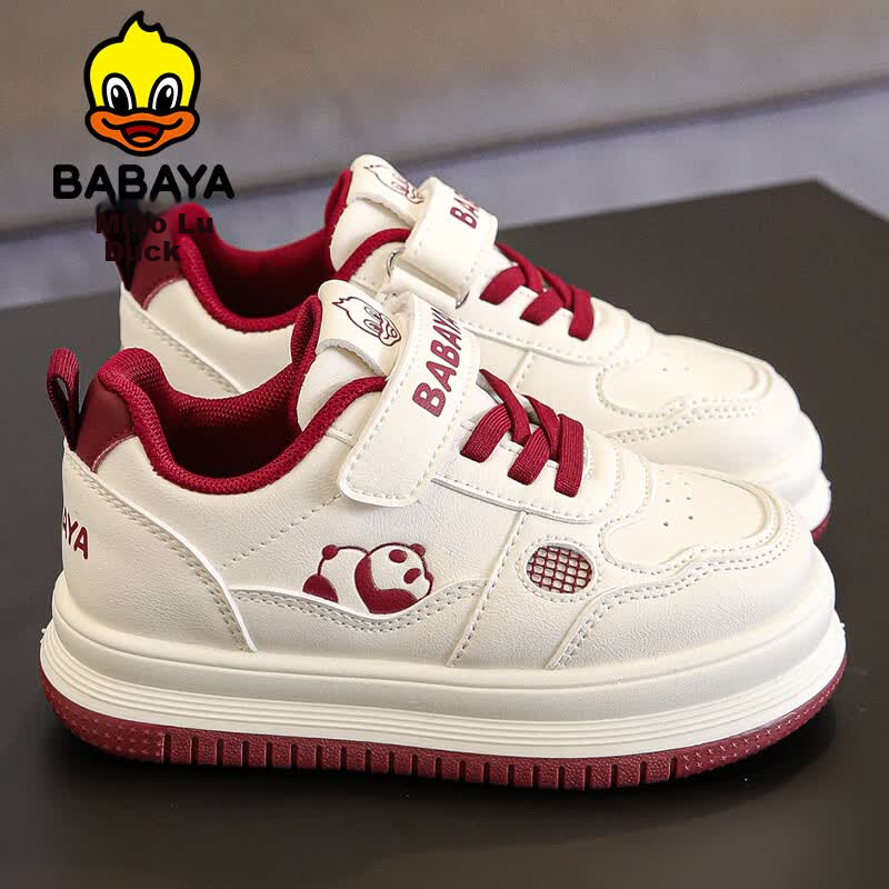 Baba Duck Girls' Casual Sneakers for Older Kids Fashion Versatile Sports Shoes 2026 Spring Edition 51822 Rice Wine Red Size 35