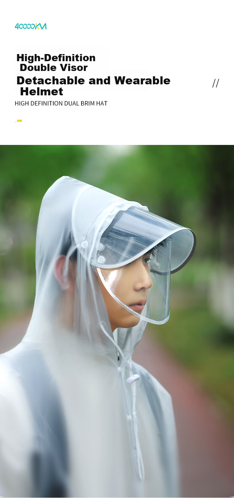 40,000KM Bicycle Raincoat Oxford Cloth Raincoat Electric Vehicle Student Adult Single Person Unisex Raincoat 4