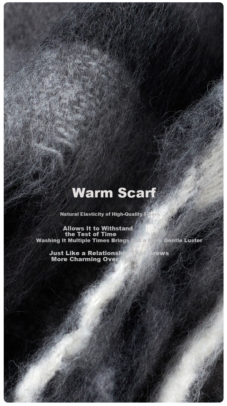 TUCANO New Sweet Colorblock Winter Scarf for Women Fashionable Warm Tassel Shawl Korean Style Scarf New Year Gift 4