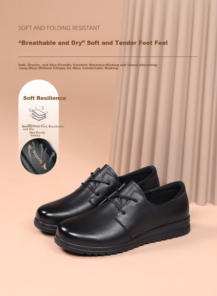Red Dragonfly Women's Comfortable Soft Sole Leather Shoes for Middle-aged and Elderly, Black, Size 37, Model WTB353331 3