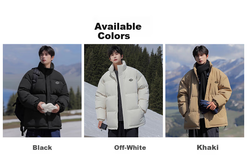 Warrior Men's Winter Cotton Padded Jacket, Stand Collar, Thickened, Cold-Resistant, Warm, Versatile Simple Men's Puffer Coat 6187 7