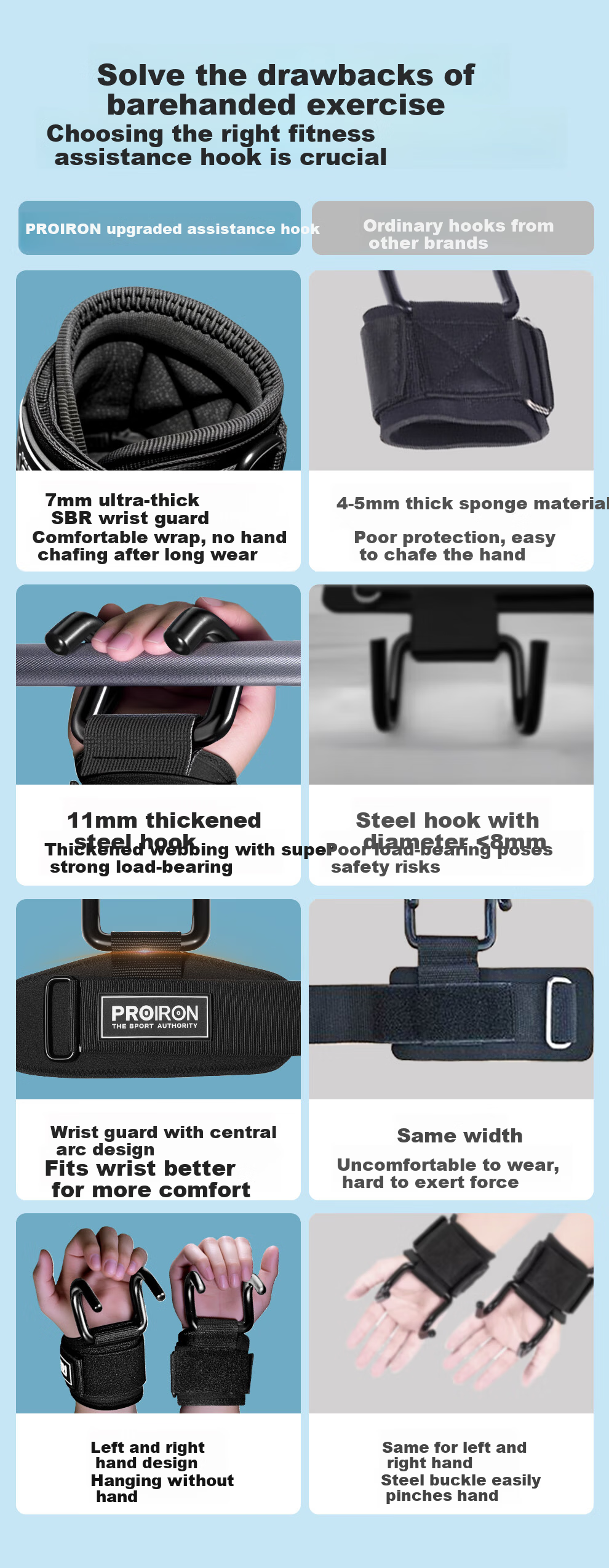 PROIRON Pull-Up Assistance Hook Strap Traction Hanging Stretching Training Aid 3