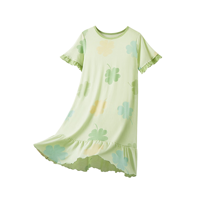 Hodo Girls' Summer Thin Cotton Mesh Breathable Nightdress - Skin-friendly, Soft and Comfortable