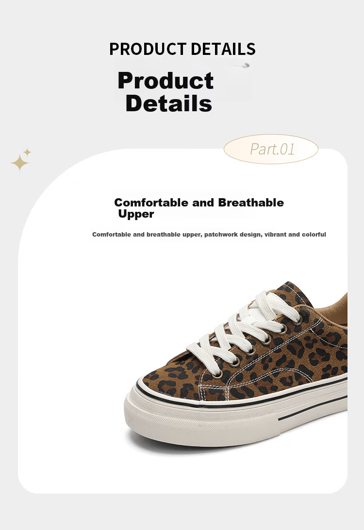 DAPHNE Women's Shoes 2026 Summer New Leopard Print Soft Sole Sneakers Casual Canvas Shoes Brown Size 38 6