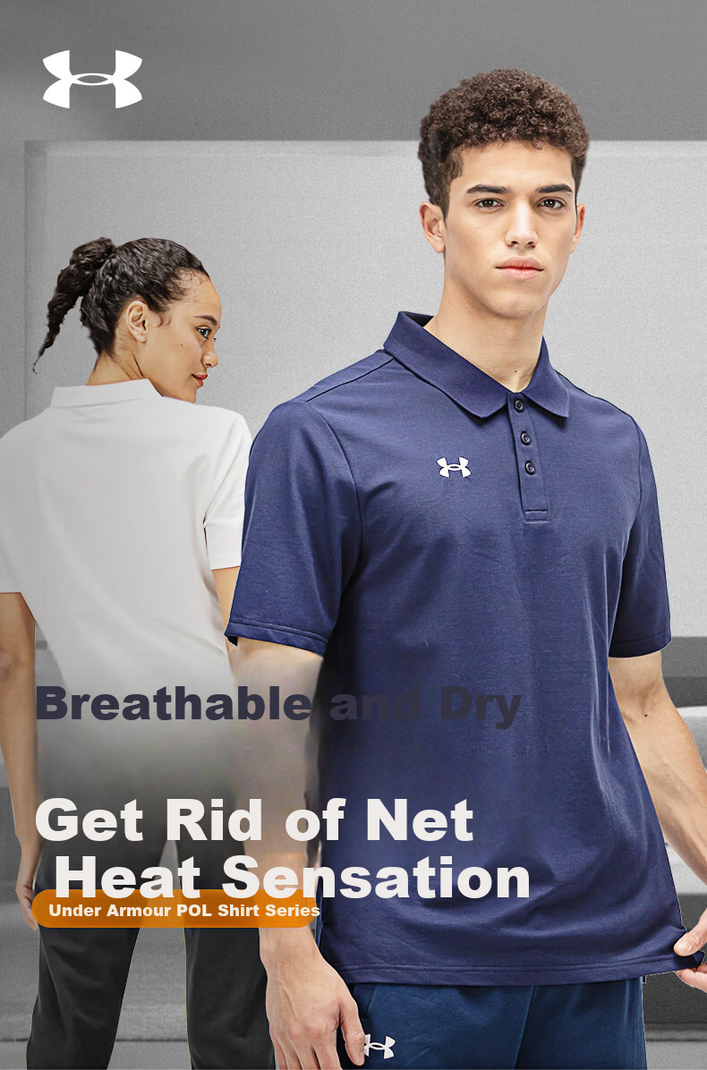 Under Armour Short-Sleeve Polo Shirt for Men, Summer Casual Loose Breathable Quick-Dry Sports Golf Business Collared Top 1